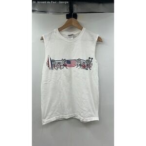 Sonoma Vintage Dogs Tank Shirt Unisex Size Small White USA Beach